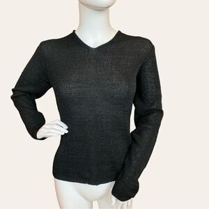 CW Woven Sweater Polyester and Rayon Black Long Sleeves Size Medium